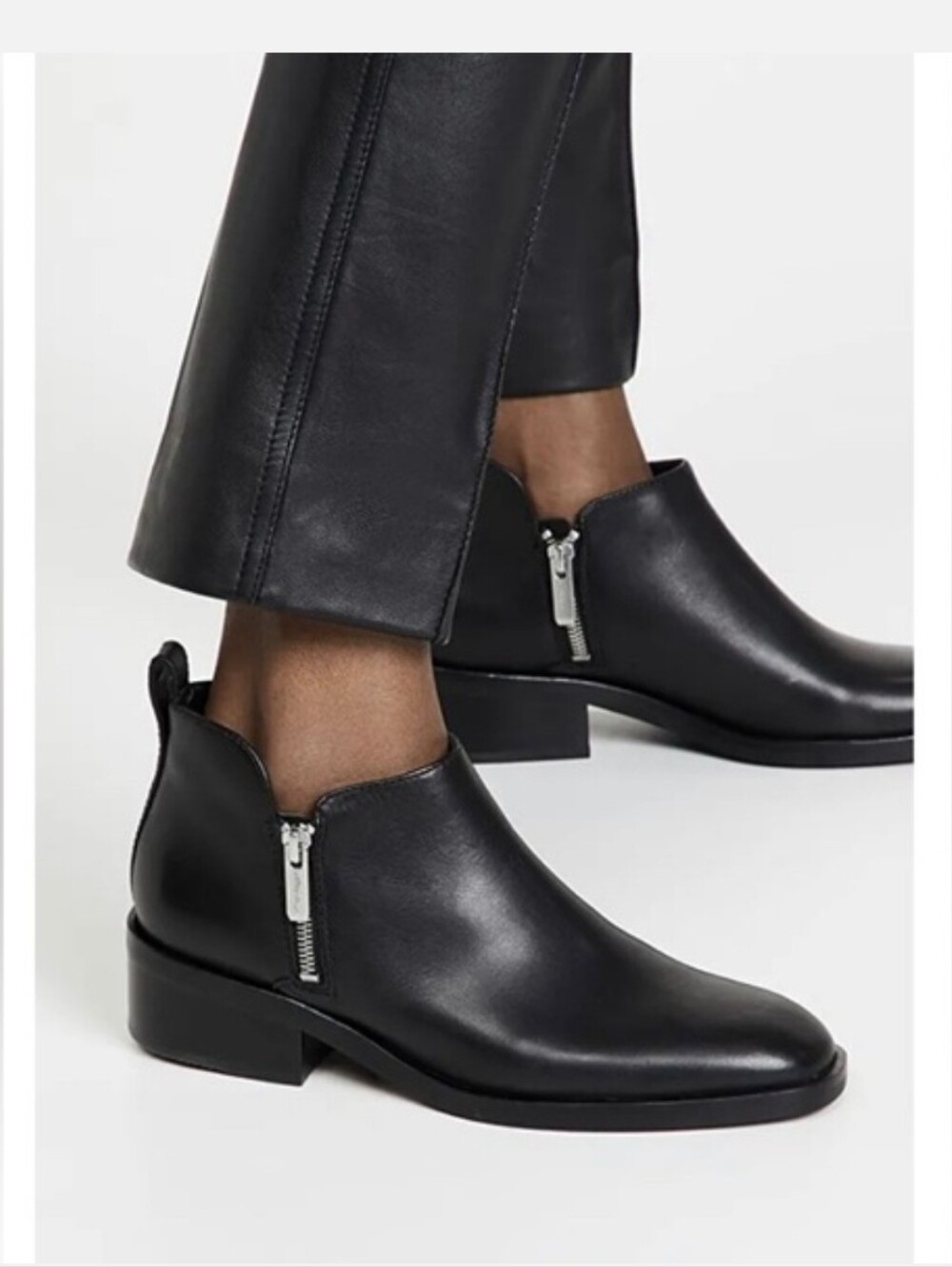 3.1 Phillip Lim Black Leather Short Ankle Booties Size 37.5 / US 7